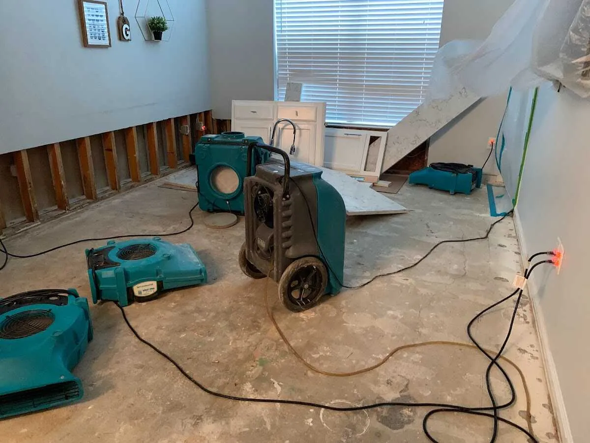 Dehumidifier in flood-cut room for Water Damage Restoration in Corrales